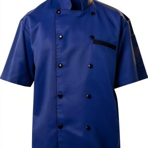 Chef Jacket Unisex Short Sleeve Black with Multi Contrast Piping S-6XL-0