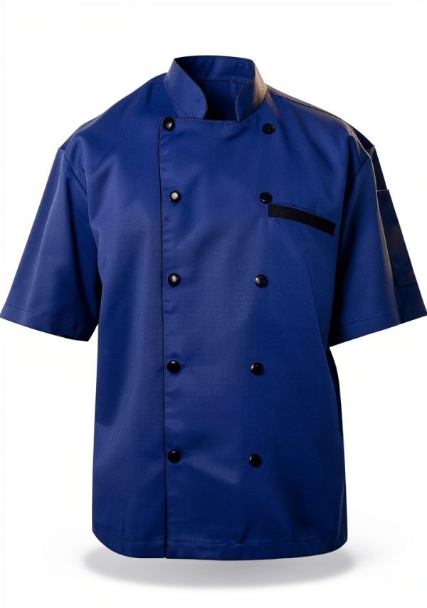 Chef Jacket Unisex Short Sleeve Black with Multi Contrast Piping S-6XL-0