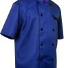 Chef Jacket Unisex Short Sleeve Black with Multi Contrast Piping S-6XL-2