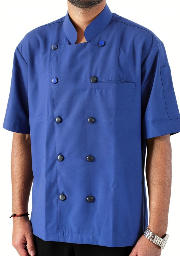 Chef Jacket Unisex Short Sleeve Black with Multi Contrast Piping S-6XL-6