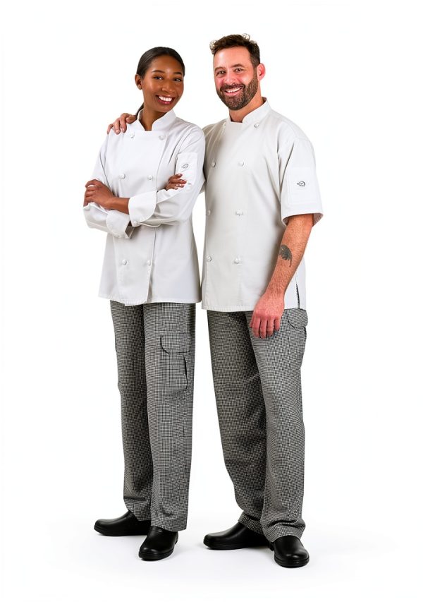 Mercer Culinary Genesis Chef Cargo Pant Hounds Tooth M Black White-6
