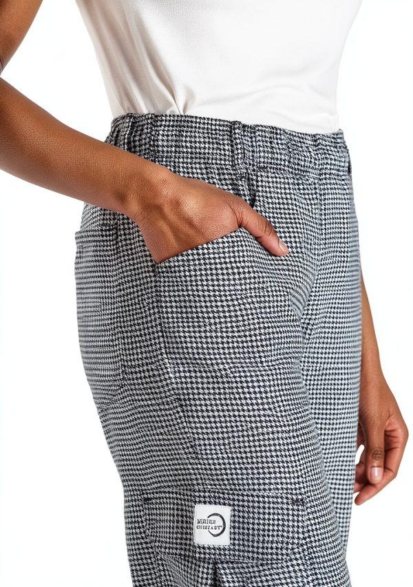 Mercer Culinary Genesis Chef Cargo Pant Hounds Tooth M Black White-4