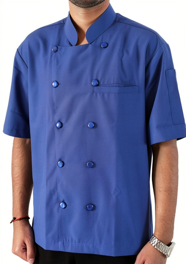 Chef Jacket Unisex Short Sleeve Black with Multi Contrast Piping S-6XL-5