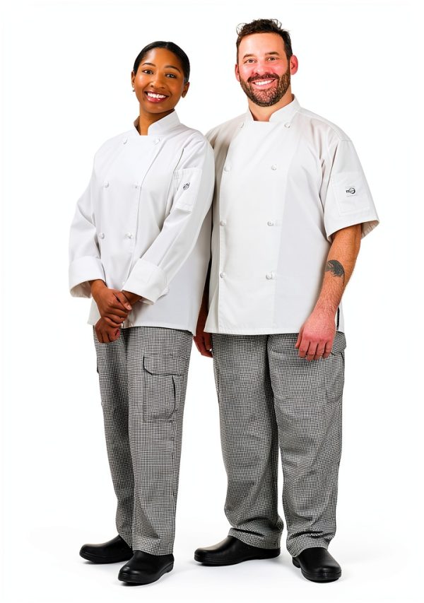 Mercer Culinary Genesis Chef Cargo Pant Hounds Tooth M Black White-5
