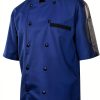 Chef Jacket Unisex Short Sleeve Black with Multi Contrast Piping S-6XL-1