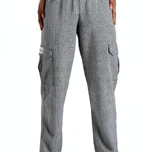 Mercer Culinary Genesis Chef Cargo Pant Hounds Tooth M Black White-0