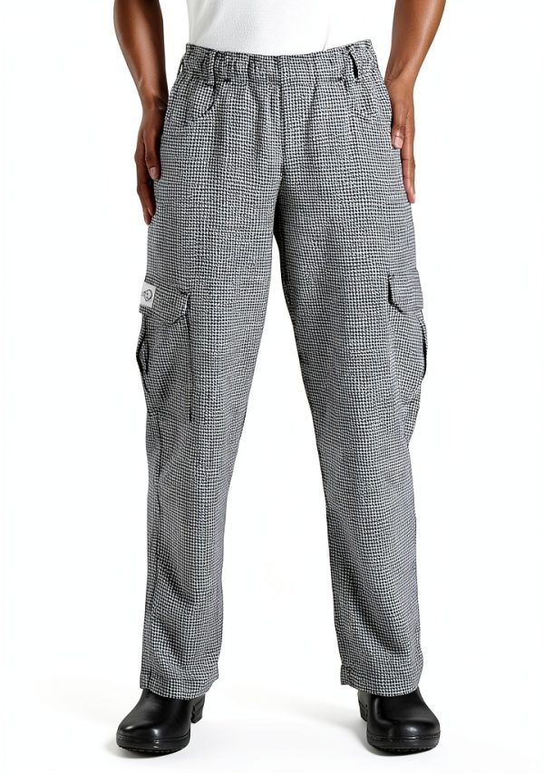 Mercer Culinary Genesis Chef Cargo Pant Hounds Tooth M Black White-0