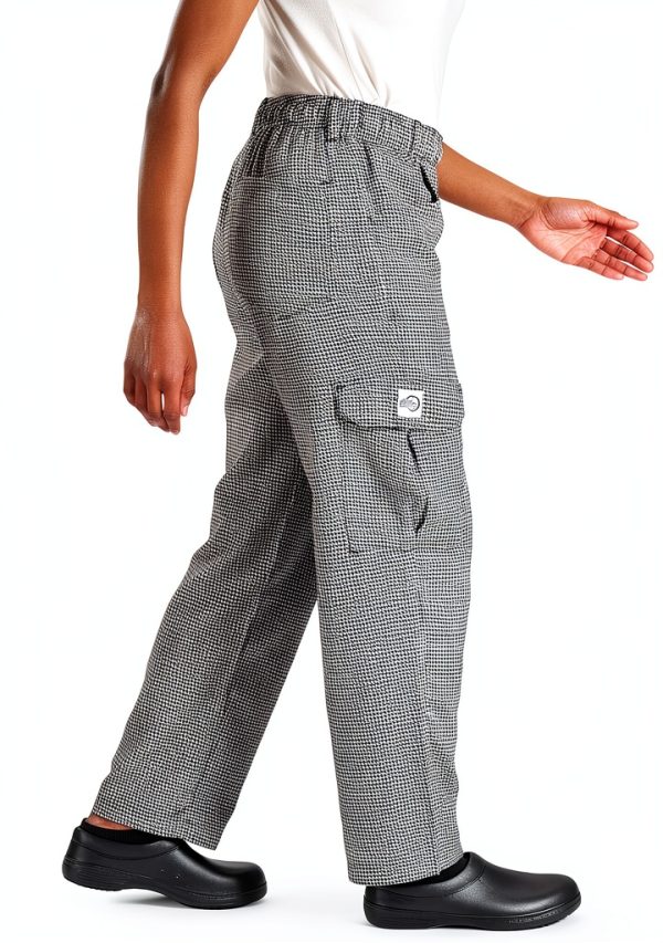 Mercer Culinary Genesis Chef Cargo Pant Hounds Tooth M Black White-2