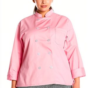 Women's Bettina Coat by Dickies – Micro‑Suede Chef Jacket, Red XL-0