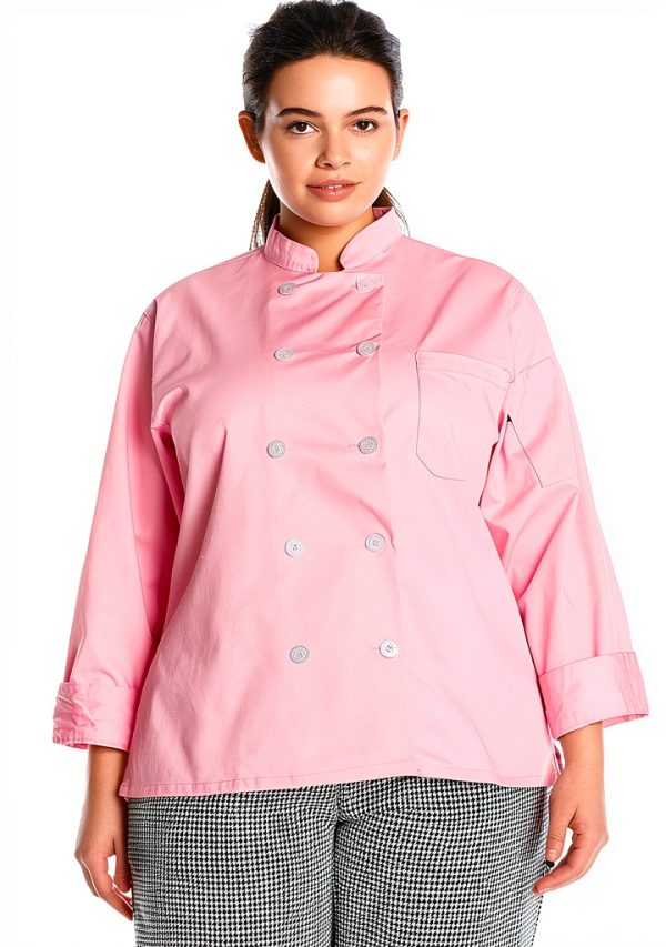 Women's Bettina Coat by Dickies – Micro‑Suede Chef Jacket, Red XL-0