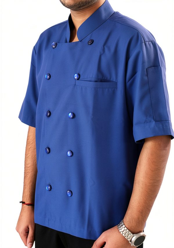 Chef Jacket Unisex Short Sleeve Black with Multi Contrast Piping S-6XL-4