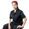 Uncommon Threads Women's Chef Coat Short Sleeve White Black Sizes-5
