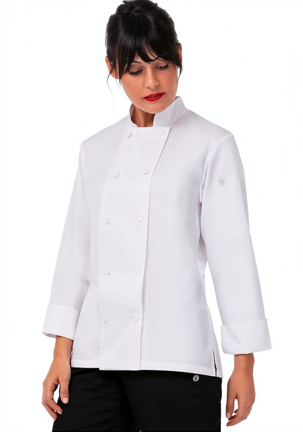 Chef Works Women's Sofia Chef Coat - Lightweight Fine-Twill, White-0