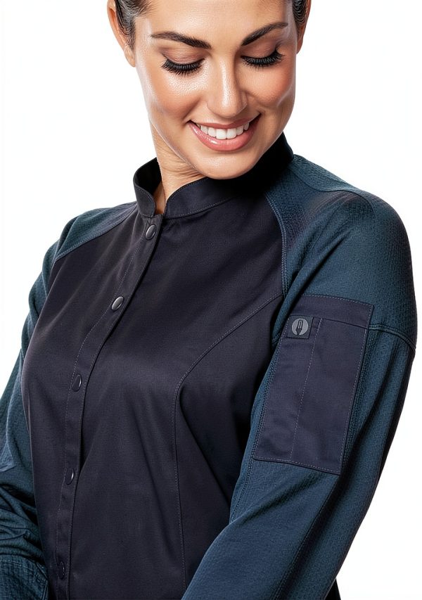 Chef Works women's Tulum Chef Coat - Grey Medium, Kitchen Jacket-2