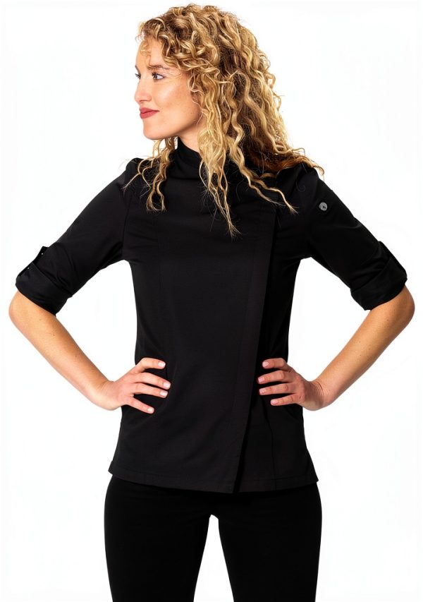 Chef Works Women's Lansing Chef Coat Classic Black White Options-0
