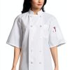 Uncommon Threads Women's Chef Coat Short Sleeve White Black Sizes-3