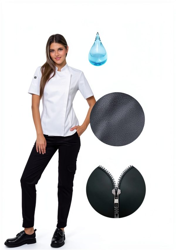 Chef Coat for Women Lux Form Water-Repellent Mesh Side Panel Jacket-4