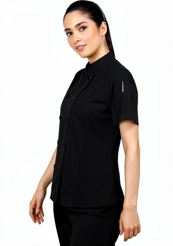 Chef Jacket Uniform by Uniformates Women Short Sleeve Mesh Vented-2